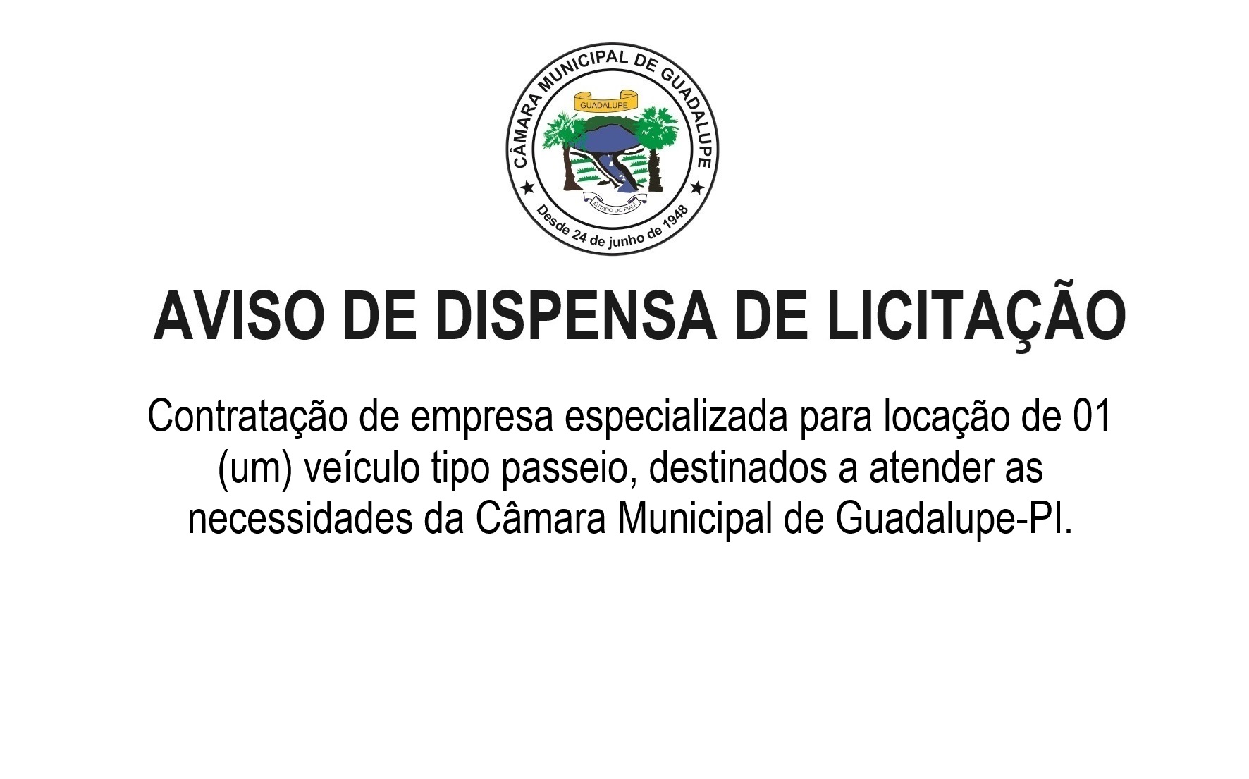 Aviso de dispensa de licitação Eletrônica - Veículo