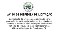 Aviso de dispensa de licitação - matérias jornalísticas