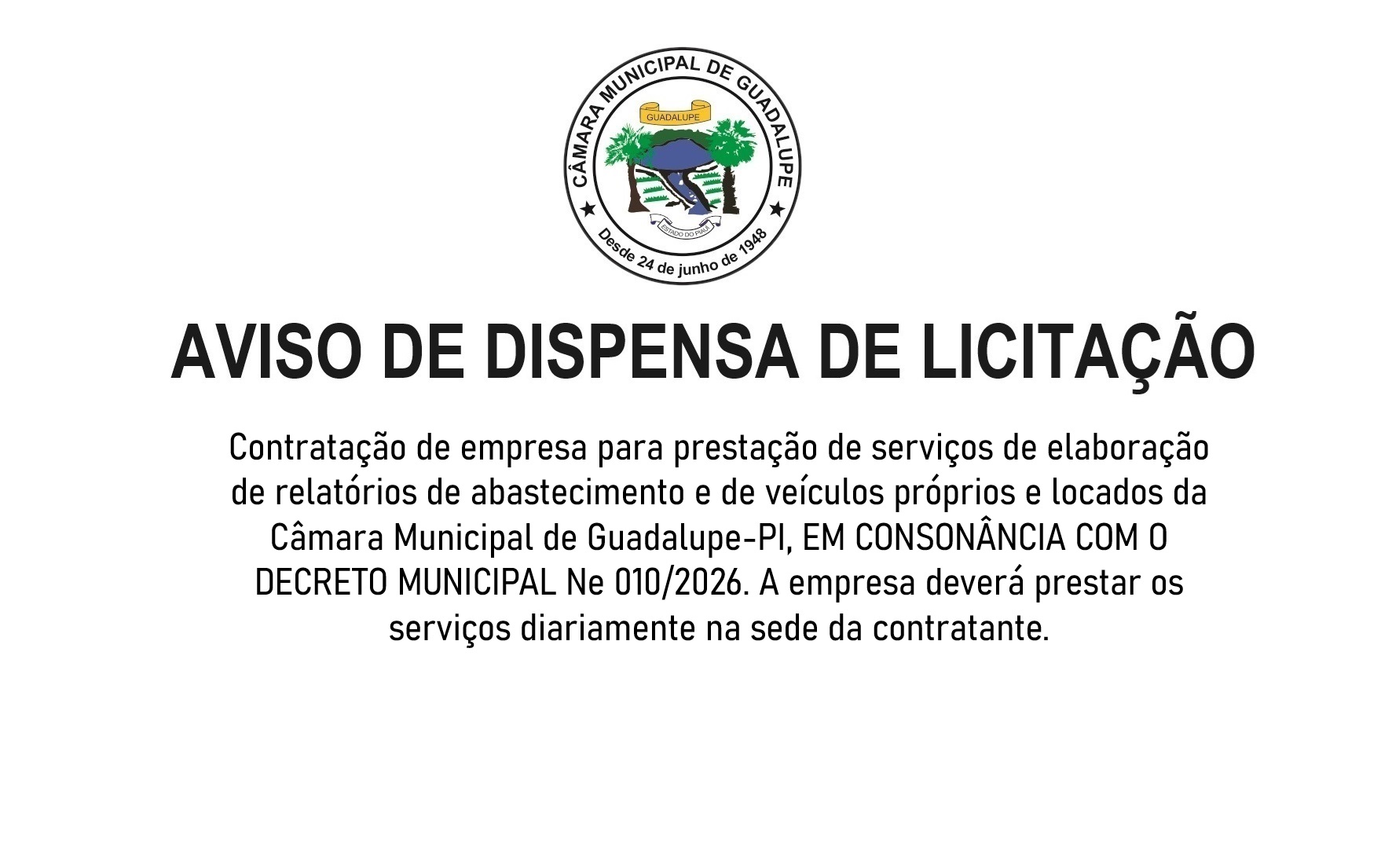 Aviso de dispensa de licitação - Relatórios de Abastecimento e de veículos