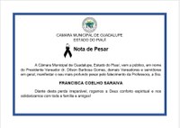 Luto Oficial pelo falecimento profa. Francisca Saraiva